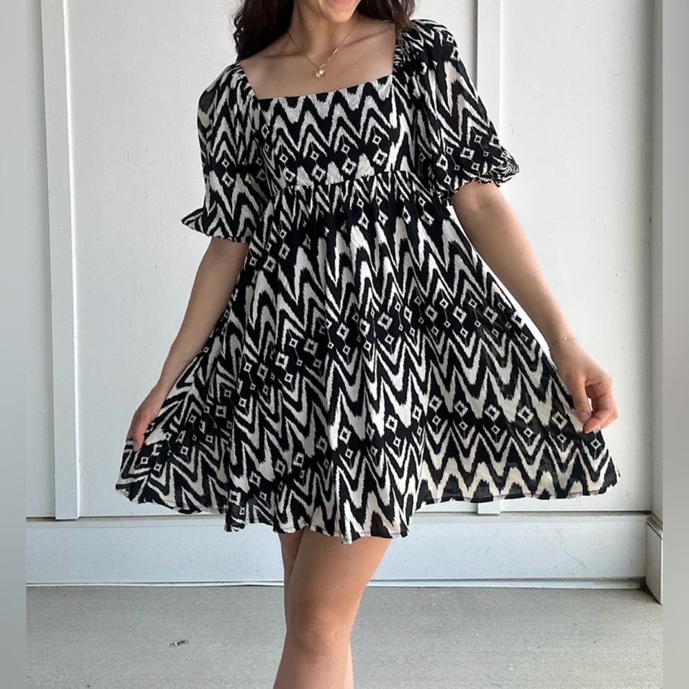 By Together Mini Dress - Ivory & Black - Size small